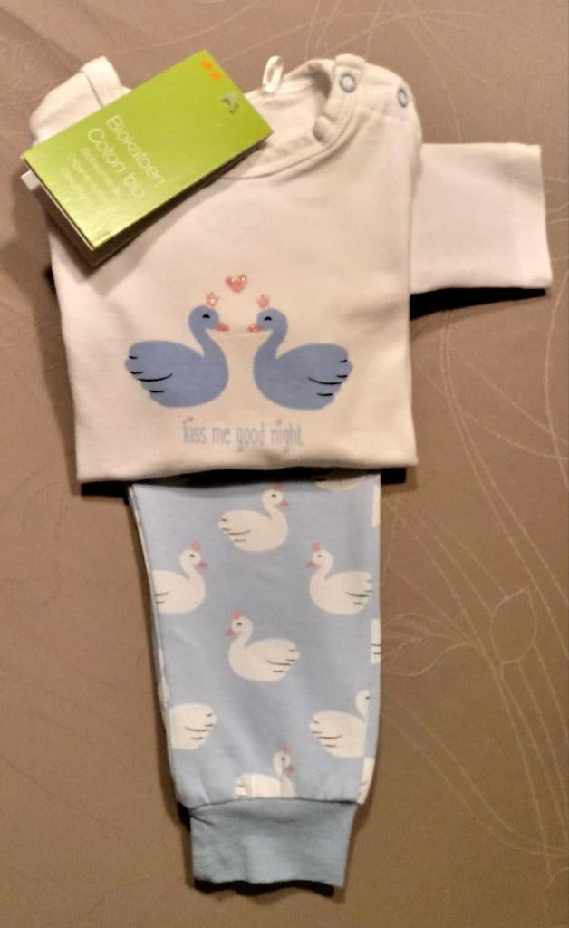 Lichtblauw/wit pyjama met eendjes voor meisje, maat 74-80, Kinderen en Baby's, Babykleding | Maat 74, Nieuw, Meisje, Ophalen of Verzenden