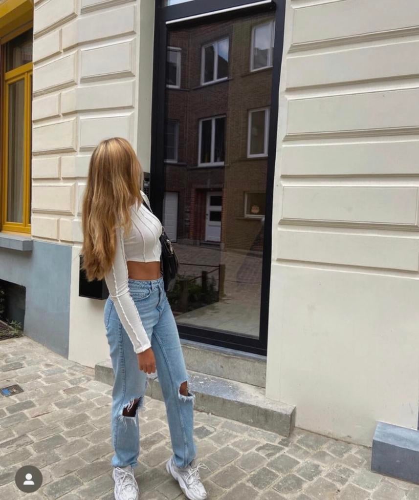 Destroyed jeans Na-kd maat 38, Kleding | Dames, Blauw, Na-kd, Ophalen of Verzenden, Zo goed als nieuw