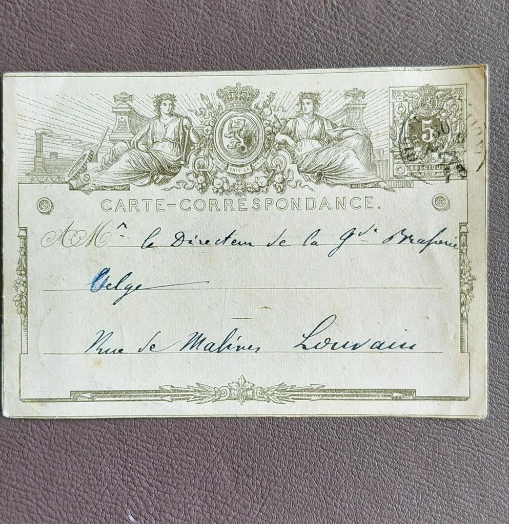 Oude briefkaart 5 centimes   Belgique 1879 ?, Ophalen of Verzenden, Briefkaart
