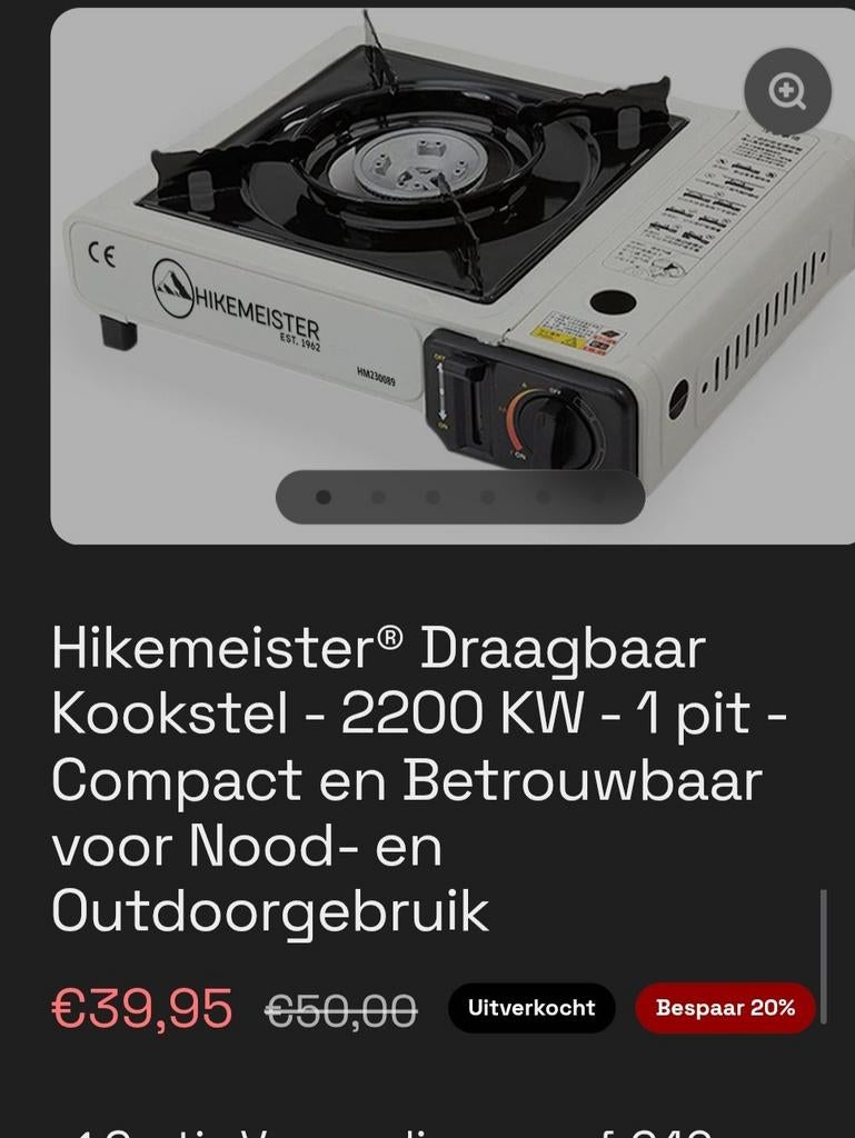 Kookplaat camping, Ophalen of Verzenden
