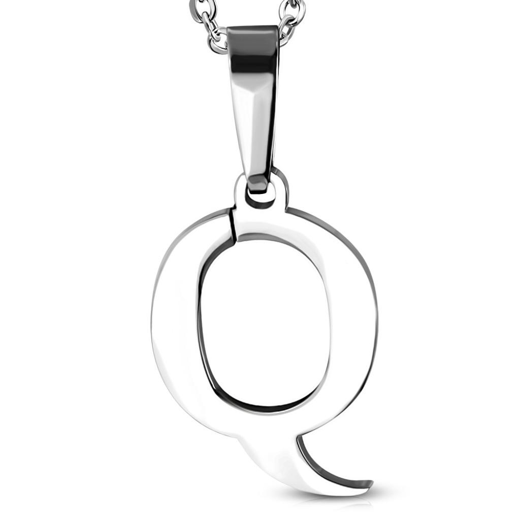 Pendentif alphabet lettre Q en acier, Enlèvement ou Envoi, Neuf, Argent, Autres matériaux