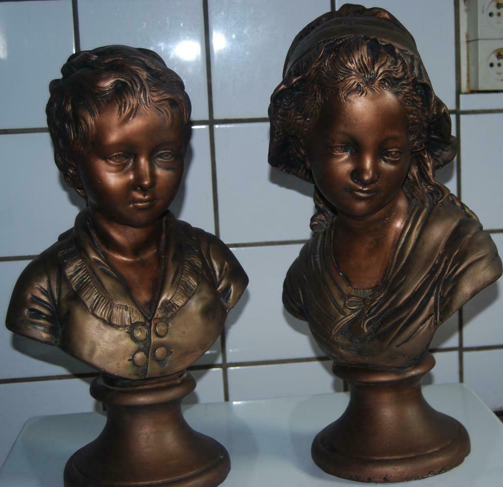 brocante buste jongen & meisje, Antiek en Kunst, Ophalen