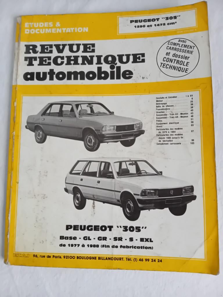 Revue Technique automobile Peugeot 305, Enlèvement ou Envoi