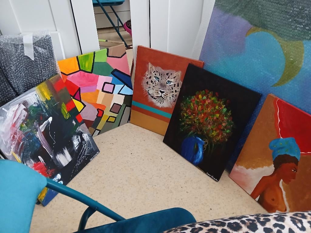 Tableaux 50x40 cm, variés (Abstrait, Portrait, Nature), Enlèvement ou Envoi