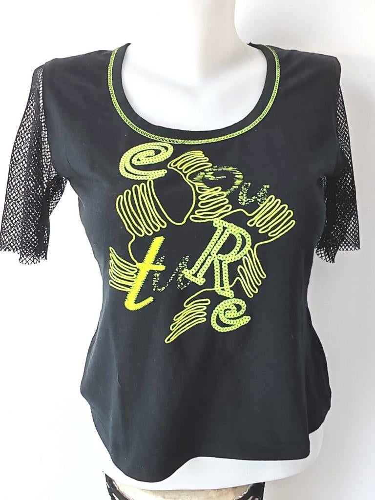 BLEU D'AZUR t-shirt met pailletten maat L, Kleding | Dames, Ophalen of Verzenden, Zo goed als nieuw, Blauw, Korte mouw