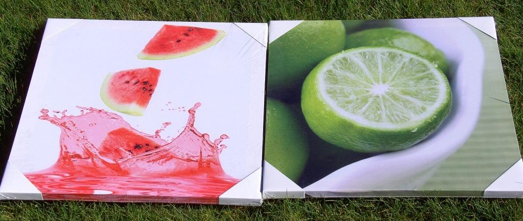 SCHILDERIJ 2 DLG SERIE FRUIT 40x40 cm OP CANVAS Nieuw, Minder dan 50 cm, Nieuw, Ophalen of Verzenden, Print