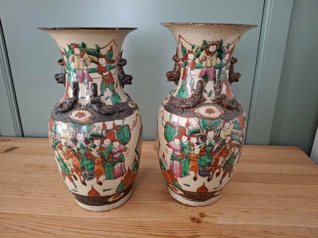 Paar porseleinen vazen uit Nanking, Antiek en Kunst, Ophalen