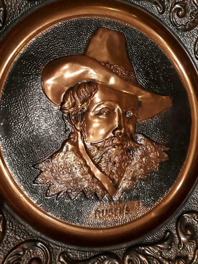 Koperen Rubens wandschaal met reliëf, Antiek en Kunst, Ophalen of Verzenden, Koper