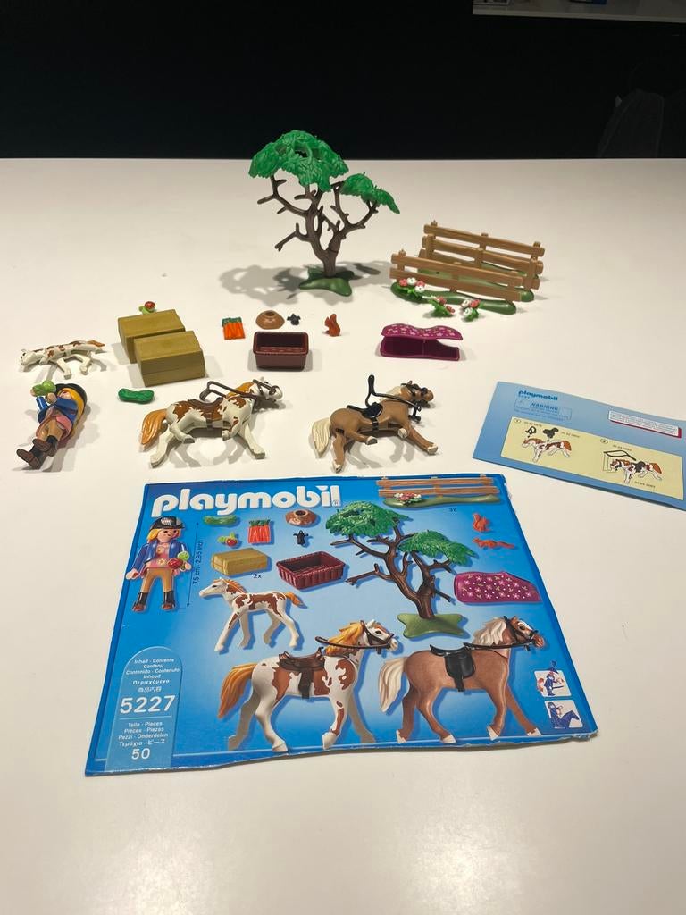 Playmobil 5227 paardenweide met 2 paarden en veulen, Utilisé, Ensemble complet