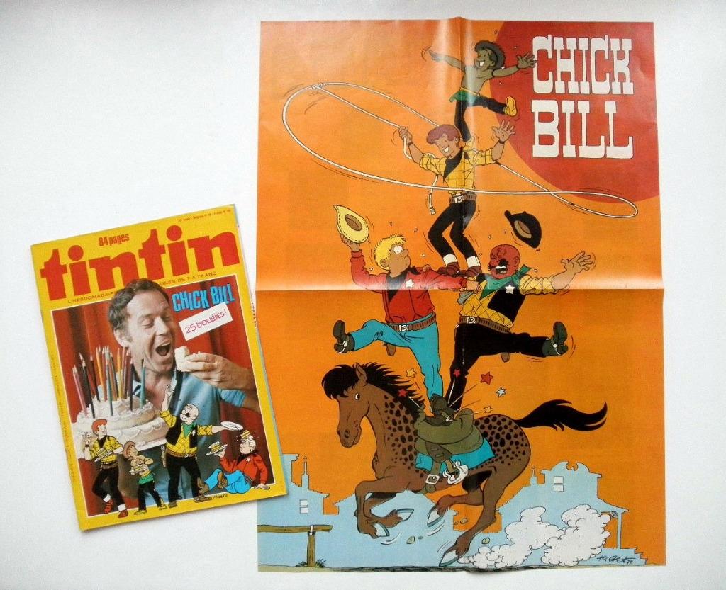 Poster Chick Bill 25 ans + Tintin Spécial Tibet - sept 1978, Boeken, Eén stripboek, Tibet et +, Ophalen, Gelezen