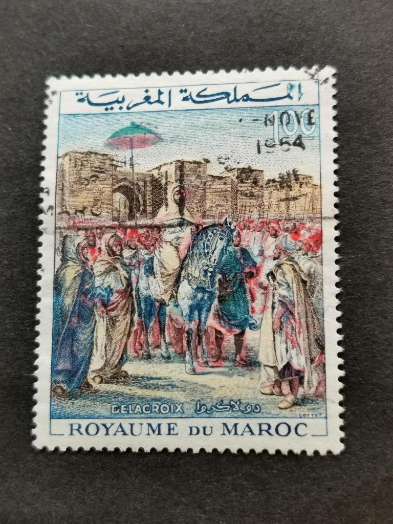 Marokko 1964 - Koning Hassan II - schilderkunst, Ophalen of Verzenden, Marokko, Gestempeld