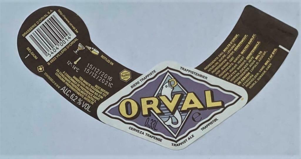 Etiquette de bière Orval Brasserie d'Orval (2g8), Enlèvement ou Envoi, Utilisé, Autres types, Autres marques