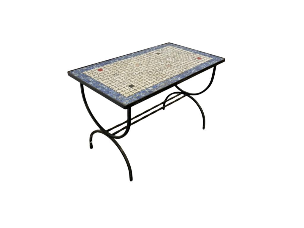 table d'appoint vintage en mosaïque bleu-beige, Enlèvement