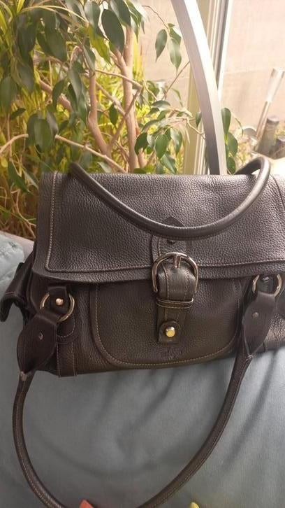 Beau sac" YVES RENARD " cuir noir grainé en excellent état., Ophalen of Verzenden, Zo goed als nieuw, Zwart, Leer