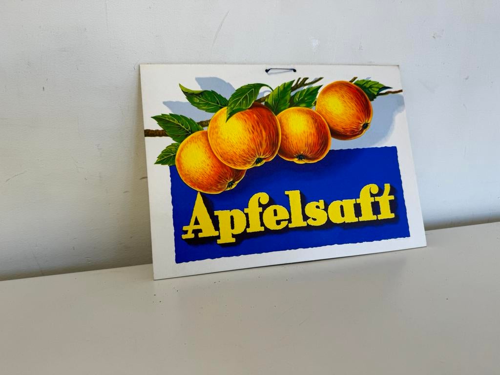 Ancien panneau d'affichage Apfelsaft, Enlèvement ou Envoi, Utilisé, Panneau publicitaire