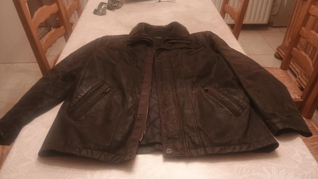 Lederen jas leder donkerbruin maat 56 nieuwstaat, Kleding | Heren, Ophalen of Verzenden, Maat 56/58 (XL), Bruin