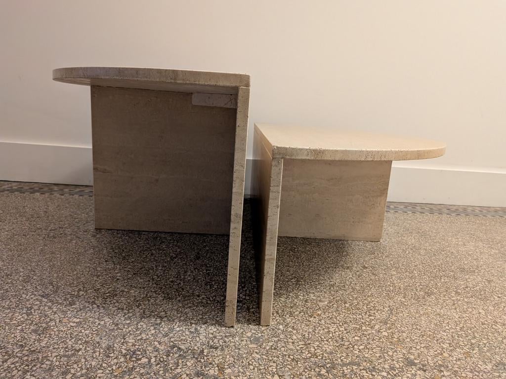 Table basse ronde en travertin, Up & up, Italy, 1970s, Enlèvement