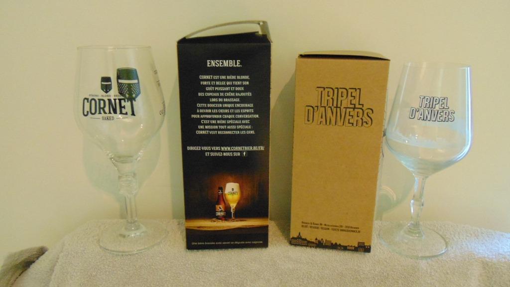 2 verres à bière 1 Cornet 33 cl - 1 Trippel d'anvers, Collections, Enlèvement ou Envoi, Comme neuf, Verre ou Verres, Autres marques