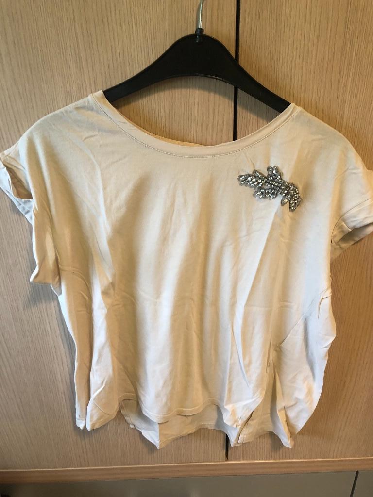 T-shirt lichtroze met parels van Zara, Zara, Ophalen of Verzenden, Zo goed als nieuw, Korte mouw