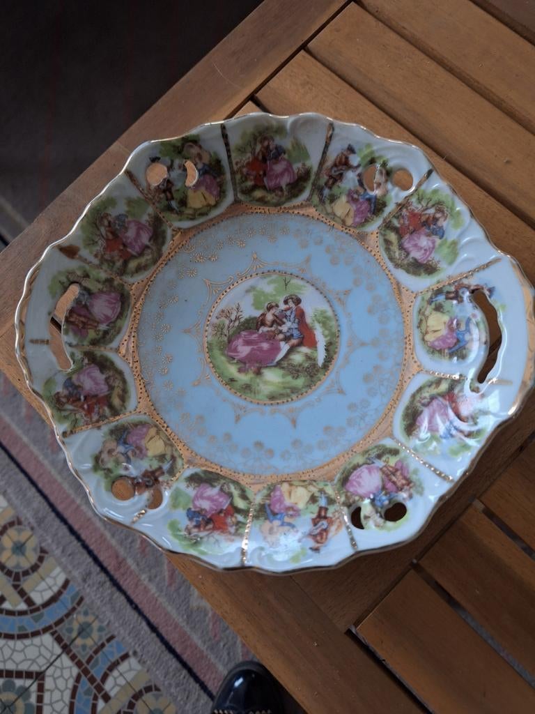 Antiek porseleinen serveerschotel, Ophalen of Verzenden