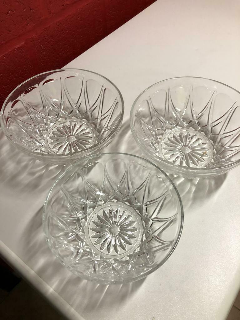 3 glazen kommen vintage kristal made in france Reims, Antiquités & Art, Antiquités | Verre & Cristal, Enlèvement ou Envoi