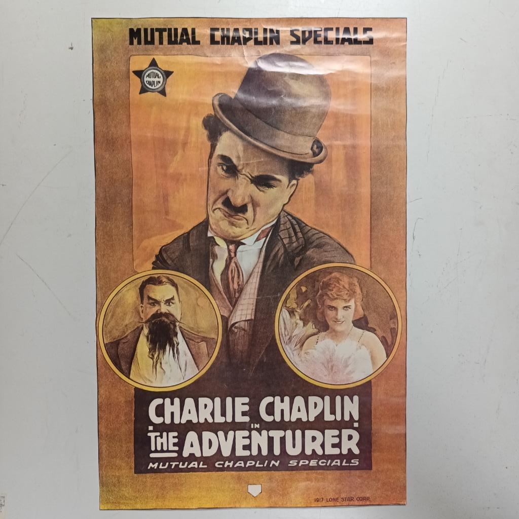 Vintage poster 1976 Charlie Chaplin "L'Aventurier" Affiche P, Ophalen of Verzenden, Gebruikt, A1 t/m A3