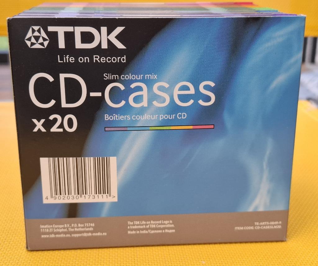 Lot de 20 Boitiers couleur pour CD de marque TDK, Envoi, Neuf, Autres types, TDK