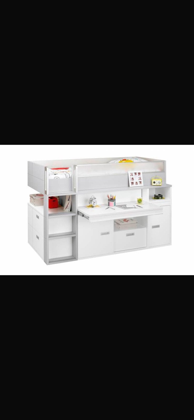 Lit avec bureau et rangement integré, Huis en Inrichting, Ophalen, Gebruikt, 90 cm, Eenpersoons