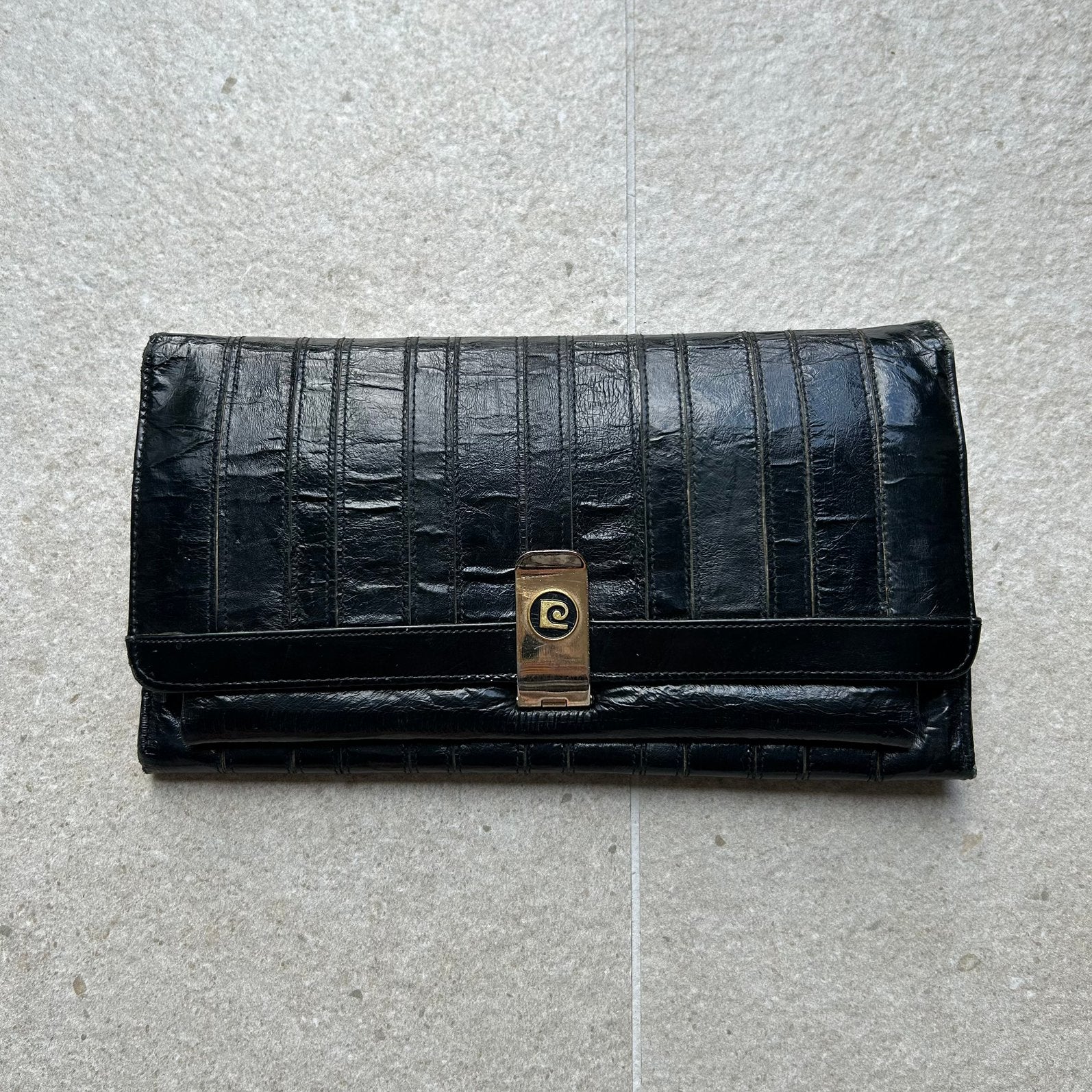 Pierre Cardin portemonnee in palingleer, Handtassen en Accessoires, Overige merken, Gebruikt, Zwart, Ophalen of Verzenden