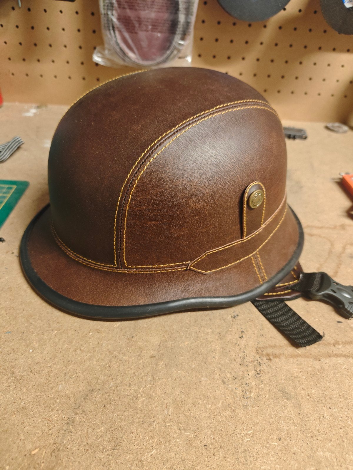 Helm, leder, Duitse leger helm vorm, Fietsen en Brommers, Ophalen of Verzenden