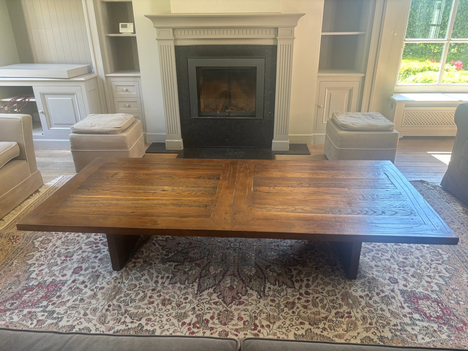 Massief houten salontafel, Ophalen, 50 tot 100 cm, Zo goed als nieuw, Minder dan 50 cm