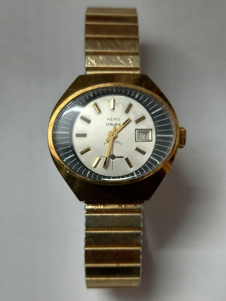Montre vintage Hero années 70, Montre-bracelet, Autres marques, Or, Enlèvement