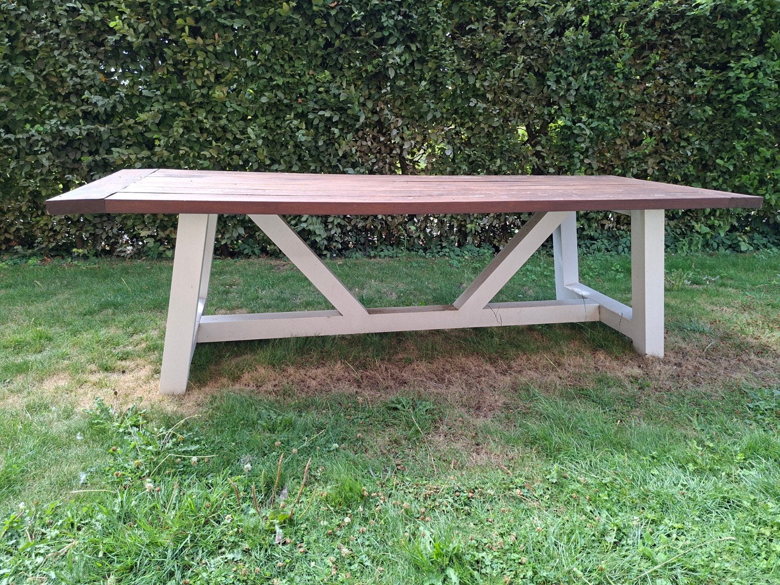 Tuintafel in teak met bijhorende zitbank, Tuin en Terras, Tuintafels, Ophalen, Gebruikt, Rechthoekig, Hout