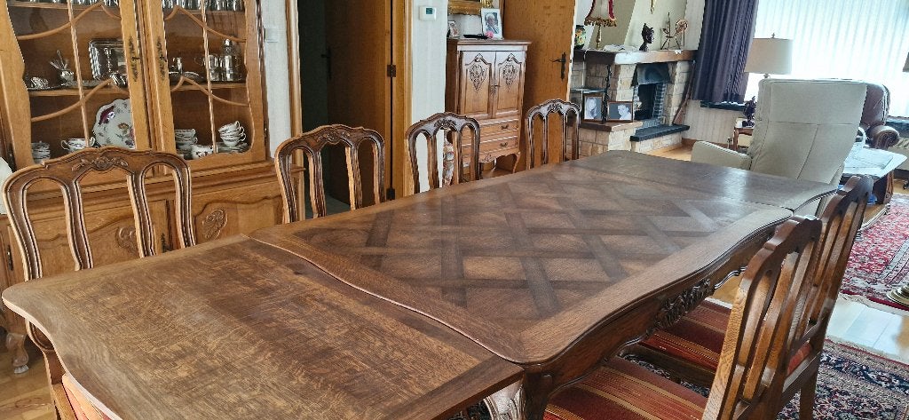 Eettafel met 6 stoelen, Cinq personnes ou plus, Enlèvement, Utilisé, Chêne