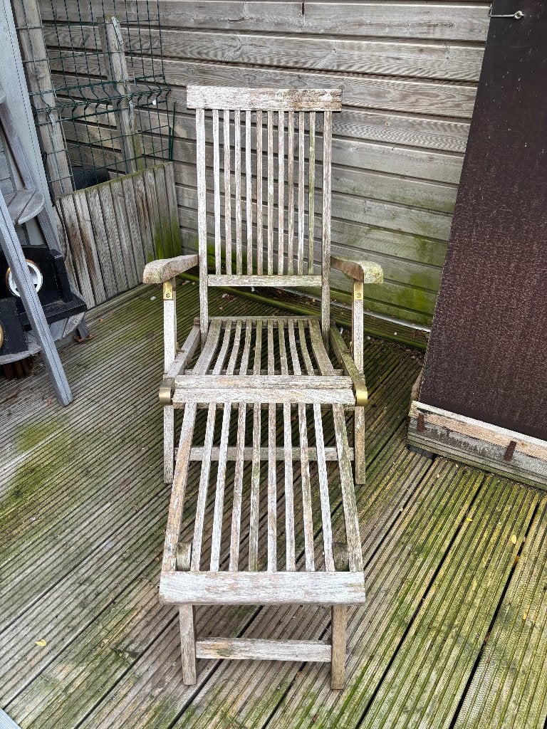 teak tuinzetel met voetsteun, Ophalen, Gebruikt, Teakhout, Inklapbaar
