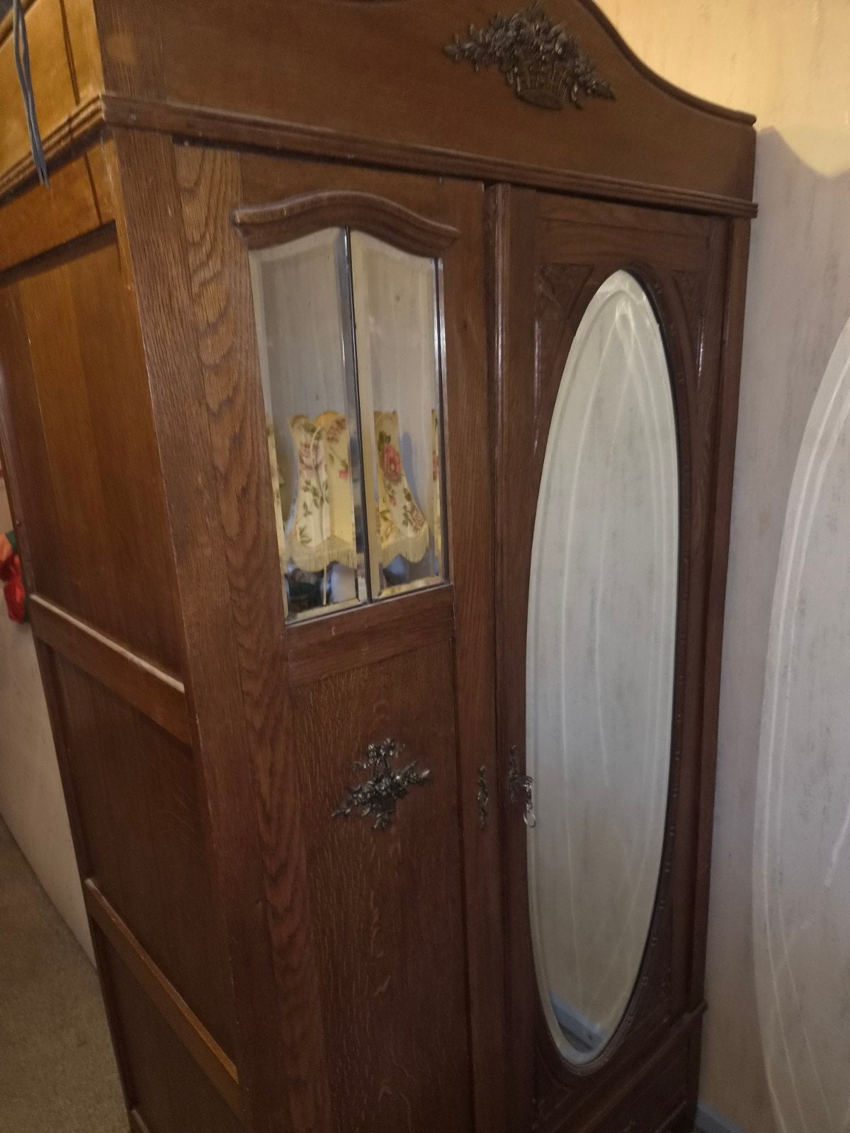 Armoire parisienne ancienne Art Déco en chêne massif – 210 x, Enlèvement