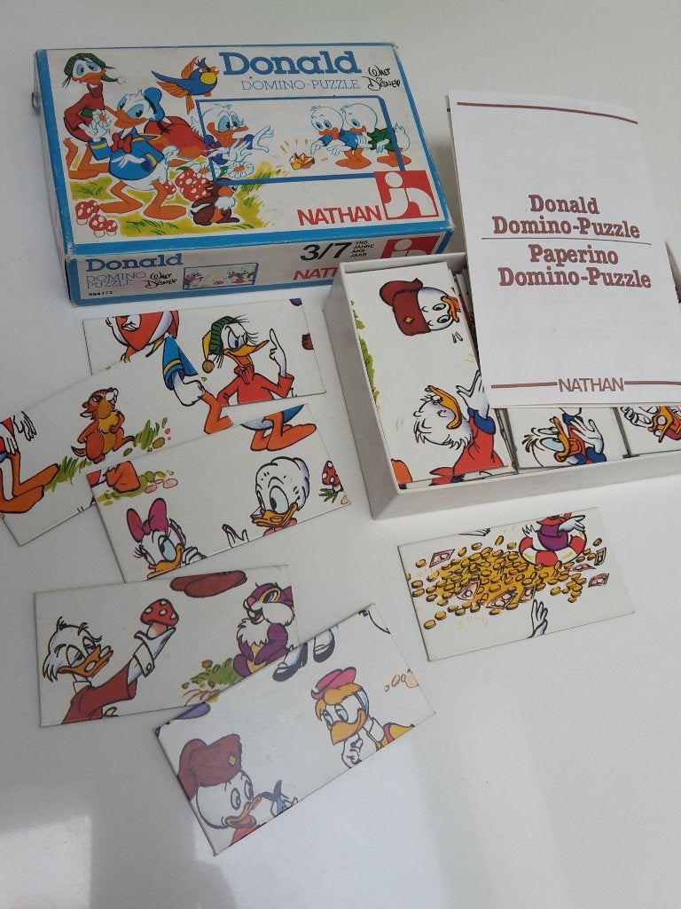 Vintage Domino Puzzle Donald Duck, Disney, 1983, Enlèvement ou Envoi, Utilisé