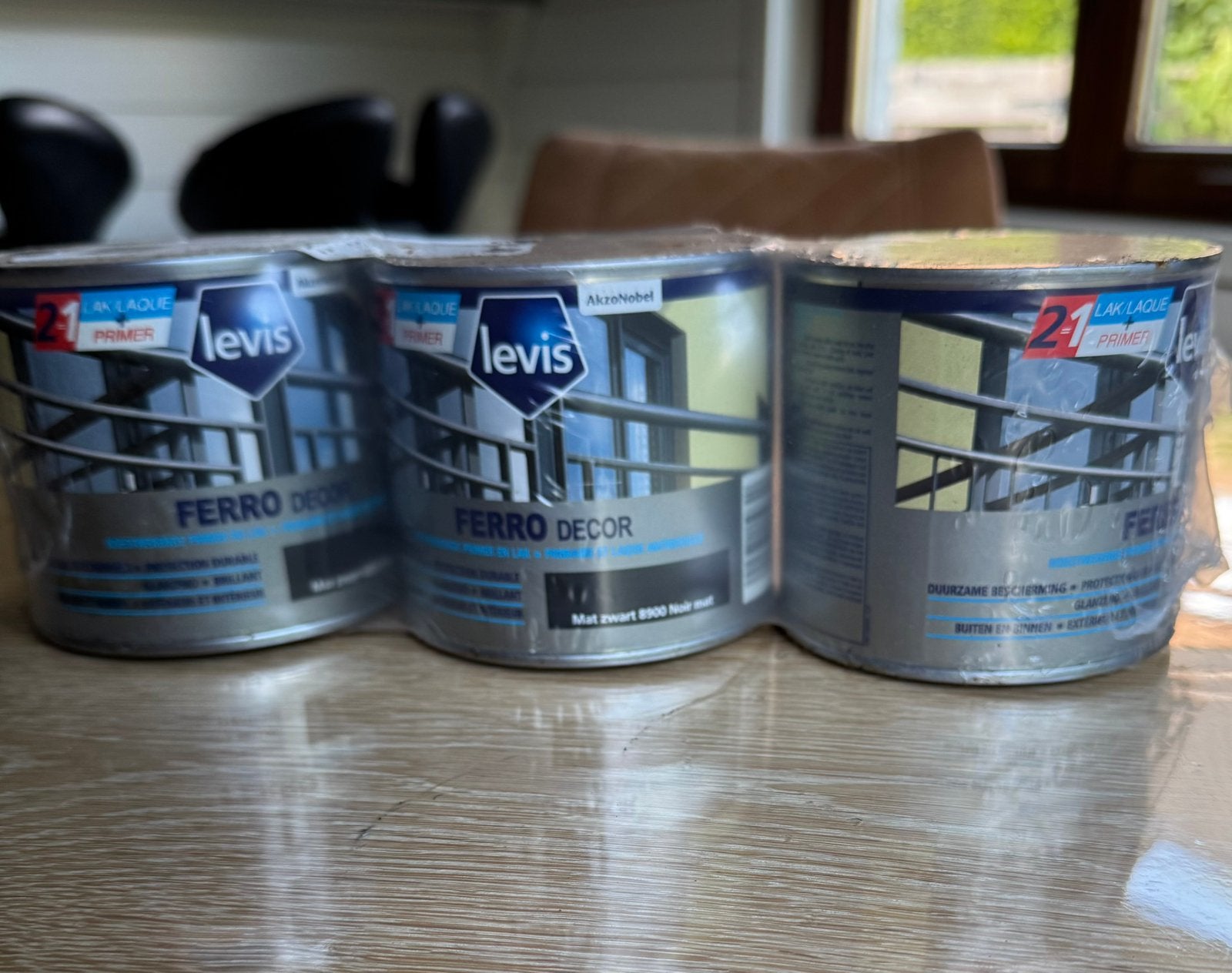 Levis ferro decor mat zwart 3x 0,5L ongeopend, Enlèvement ou Envoi, Neuf, Noir