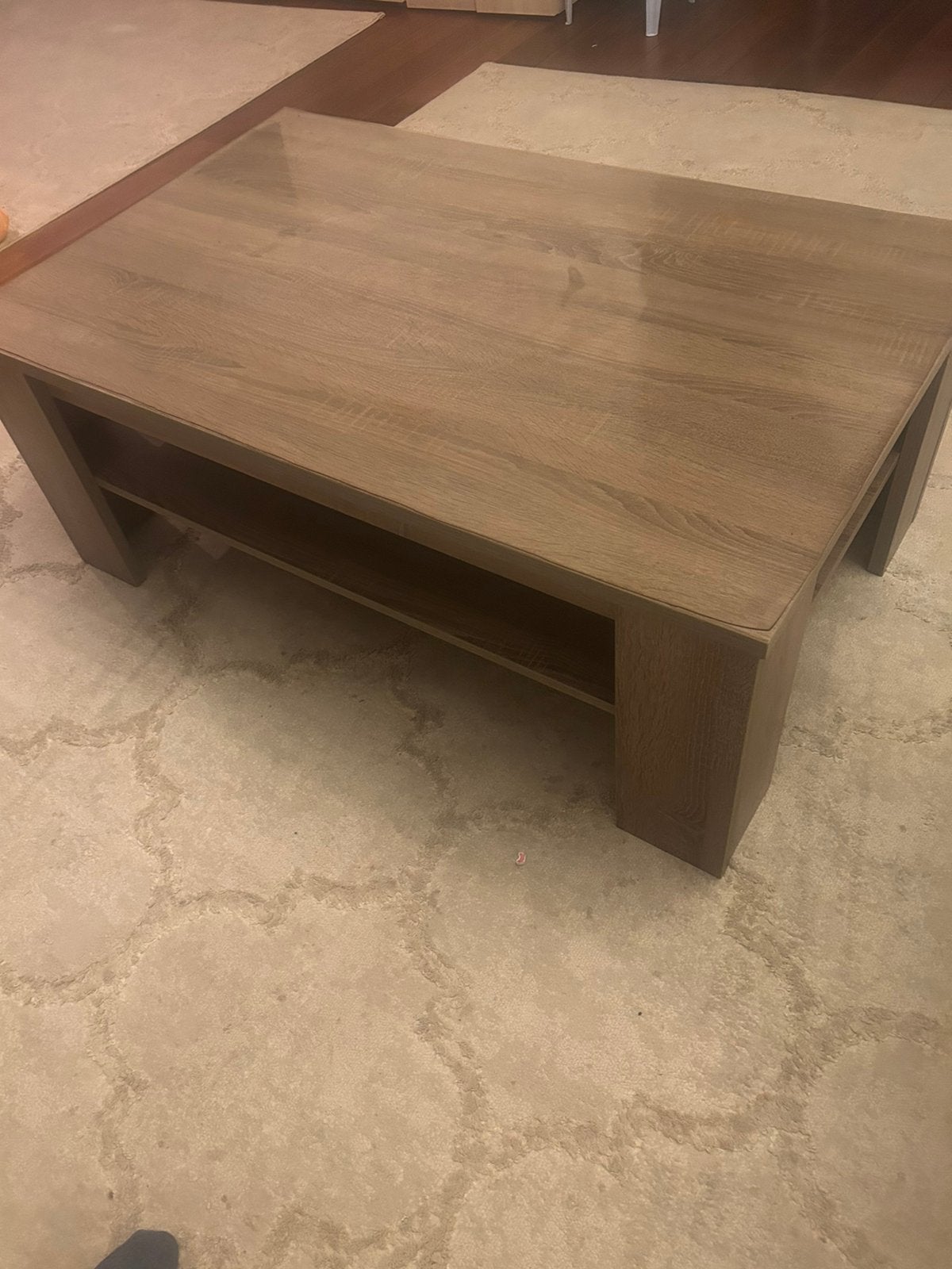 Table salon beige L 113cm larg 73cm H 45cm bois massif, Maison & Meubles, 100 à 150 cm, Enlèvement, Utilisé, 50 à 100 cm