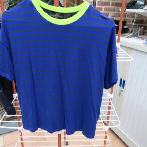 T-shirt nieuw blauw streep groen Ted Baker mt 2 (38), Maat 38/40 (M), Blauw, Nieuw, Ophalen of Verzenden