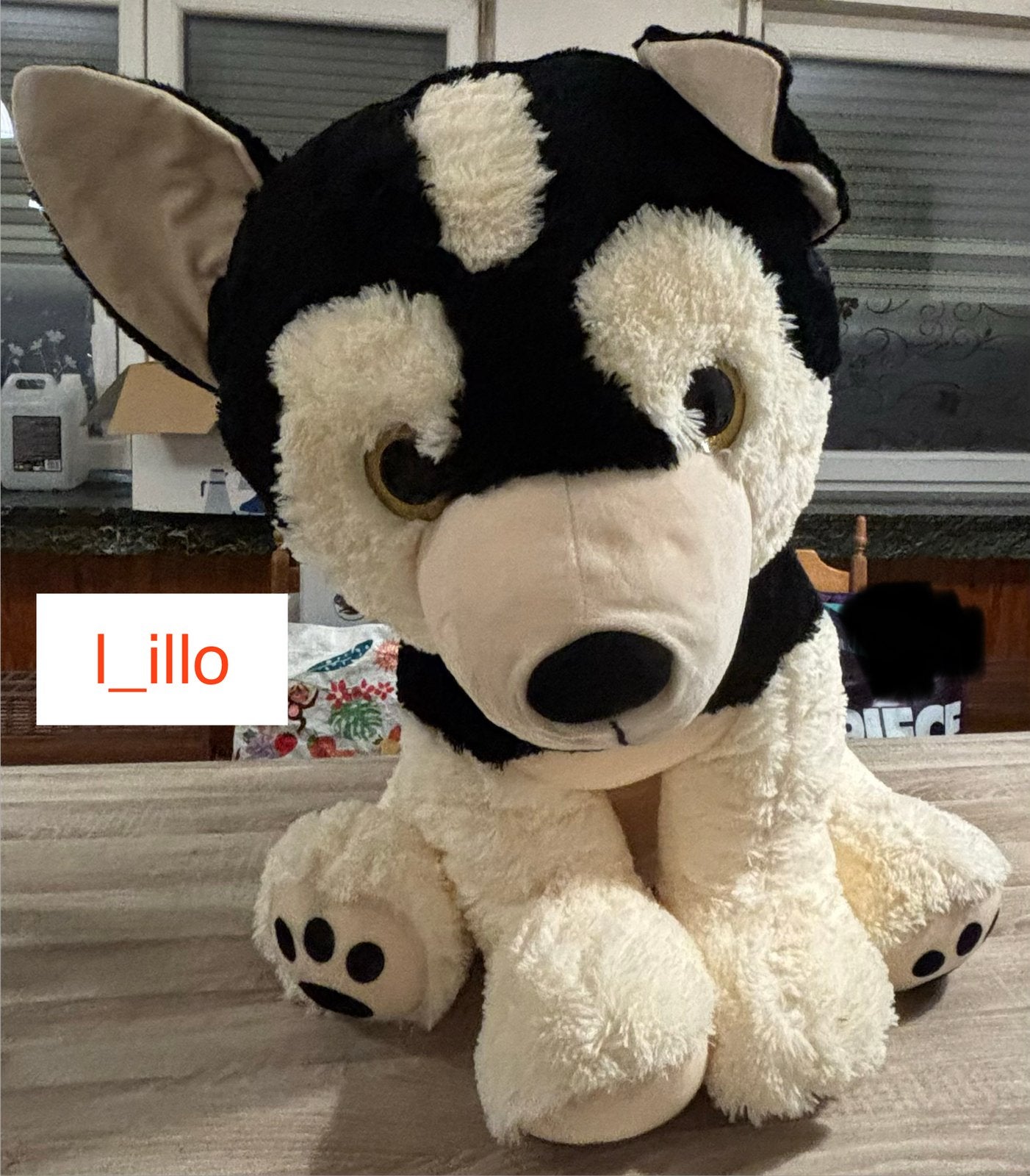 PELUCHE HUSKY NOIR et BLANC 🐕, Enlèvement, Comme neuf, Blanc, Chien
