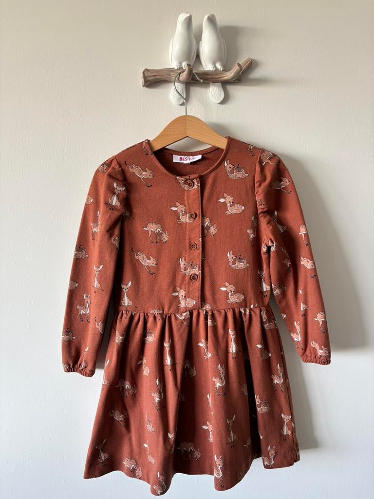 Besties jurk met hertjes maat 110, Kinderen en Baby's, Kinderkleding | Maat 110, Verzenden, Zo goed als nieuw, Meisje, Jurk of Rok