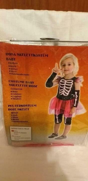 Déguisement squelette rose 1-2 ans, Enlèvement ou Envoi, Utilisé, 104 ou plus petit, Fille