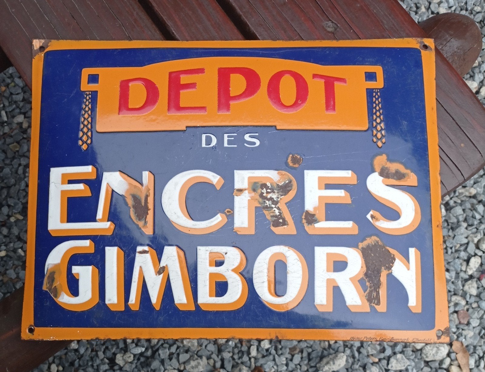 plaque émaillée enctres Gimborn, Enlèvement ou Envoi, Utilisé, Panneau publicitaire