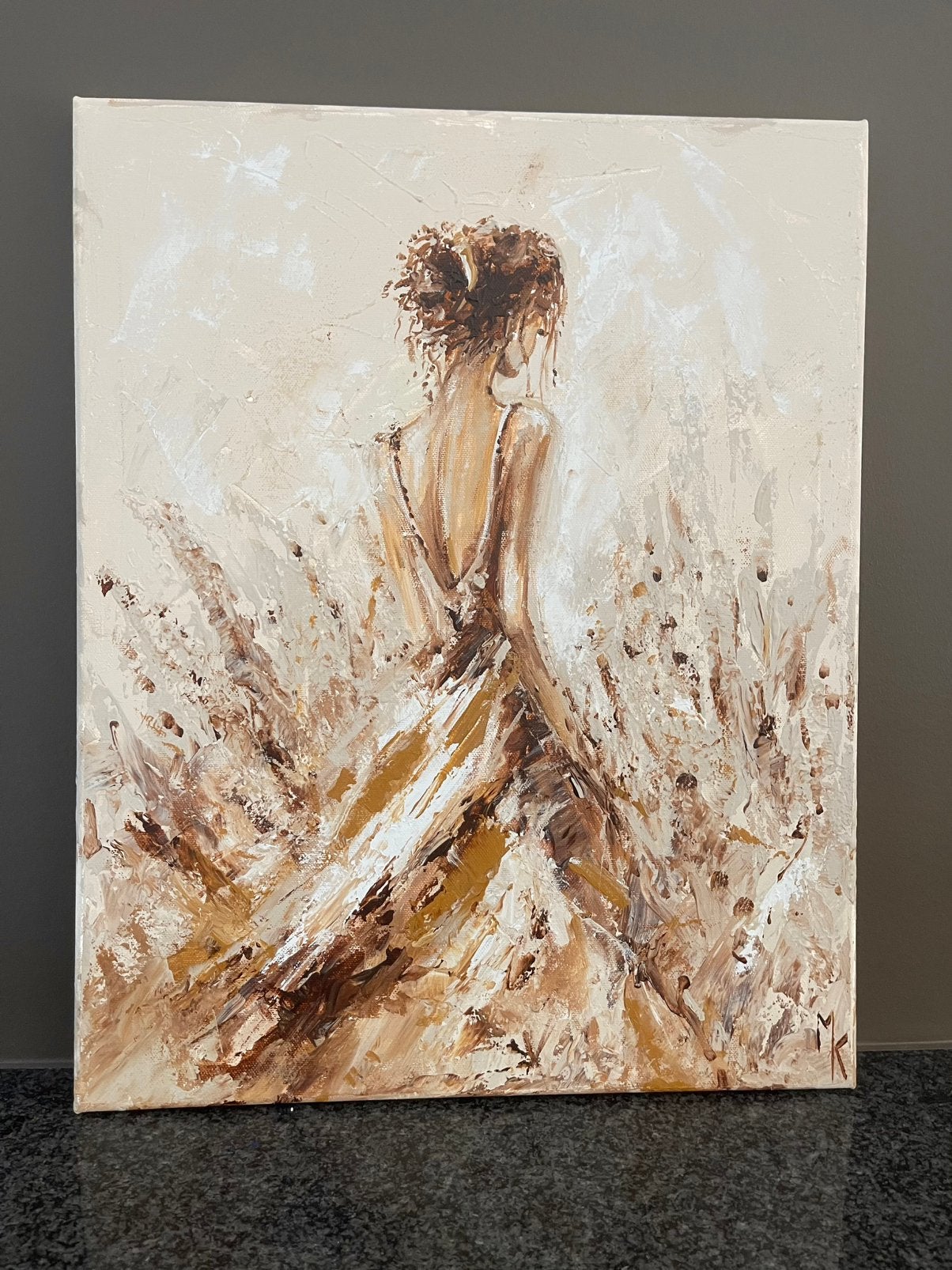Sensueel schilderij in bruintinten Mk Art, Antiek en Kunst, Ophalen of Verzenden