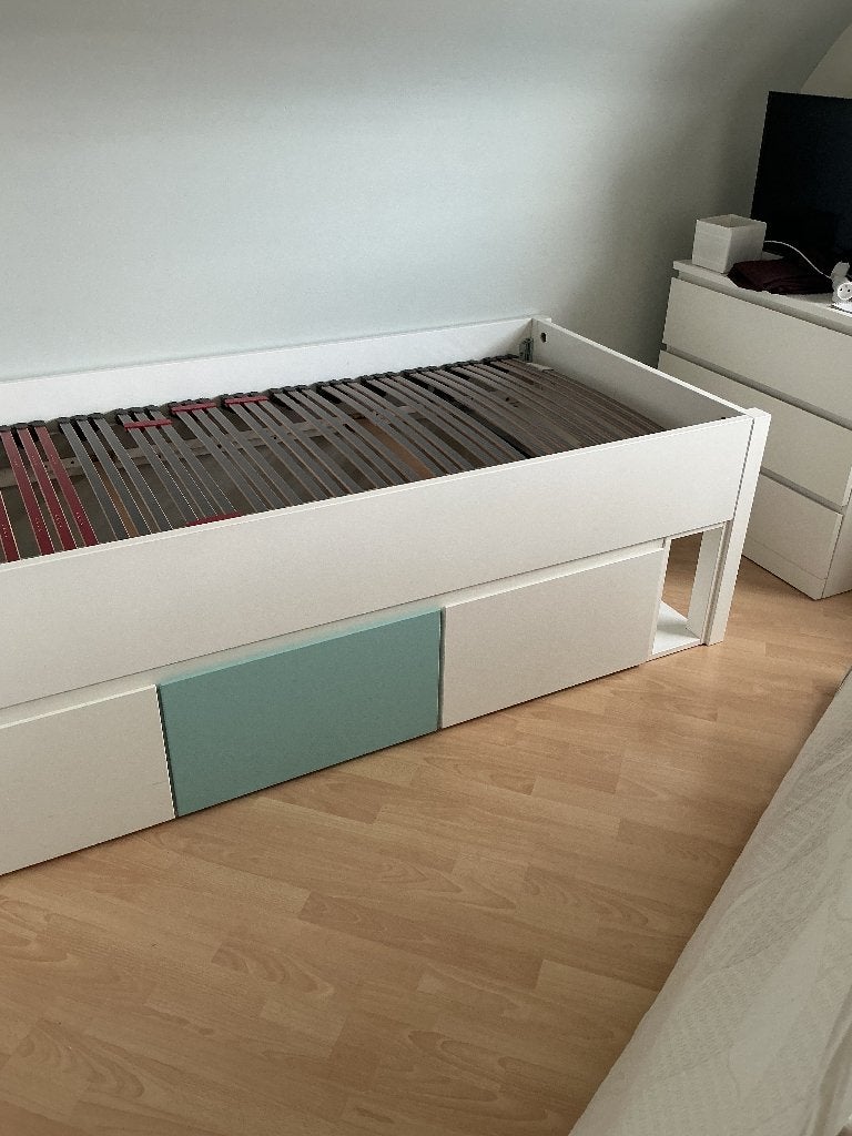 Eenpersoonsbed, Ophalen, 90 cm, Eenpersoons, Wit