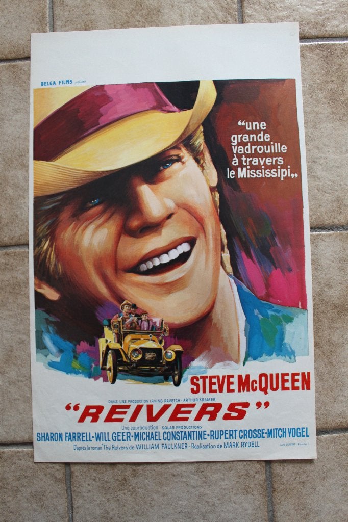 filmaffiche Steve McQueen Reivers 1969 filmposter, Rechthoekig Staand, Ophalen of Verzenden, Zo goed als nieuw, A1 t/m A3