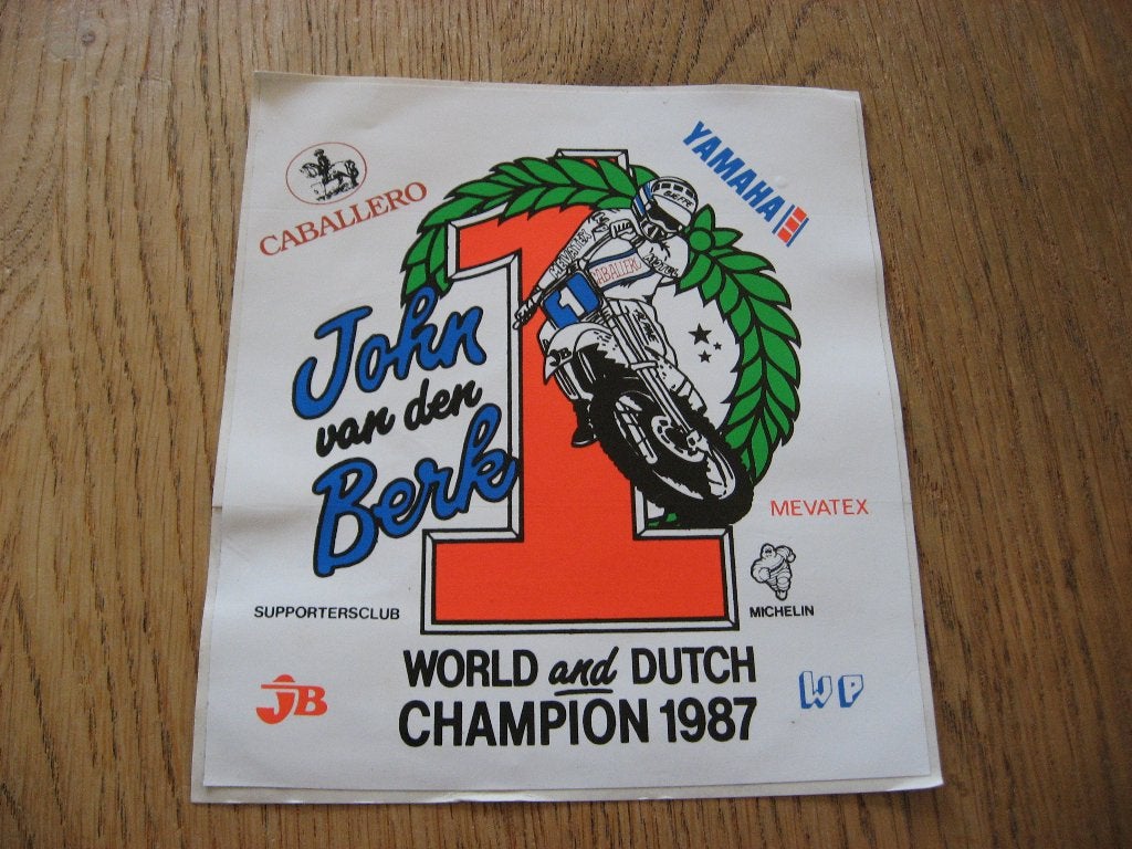 John van der Berk Motorcross WC 1987 Yamaha Michelin Sticker, Verzamelen, Ophalen of Verzenden, Nieuw, Auto of Motor
