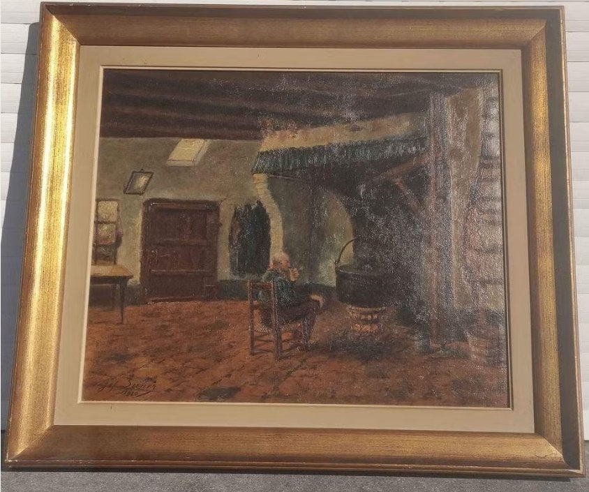 huile sur toile signe jef somer 1920, Enlèvement ou Envoi, Toile