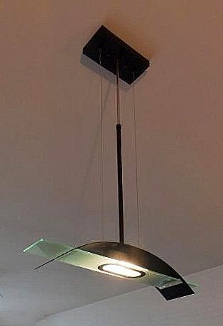 Design LED hanglamp zwart metaal/glas, Ophalen, Zo goed als nieuw, Glas